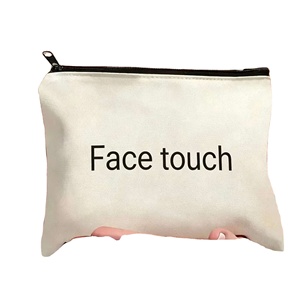 Custom Logo Canvas Zipper <b>Makeup</b> Pouch Aesthetic Printed Cosmetic <b>Bag</b> for Travel Skincare Organizer Stationery Case - Product Image 1