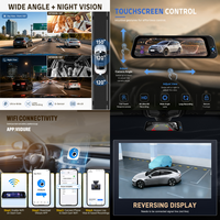 Podofo 9.66'' Triple Lens Car Rear View Mirror DVR Night Version Dash Cam WIFI APP GPS ADAS Front 4K + Rear 2K Camera ODM/OEM