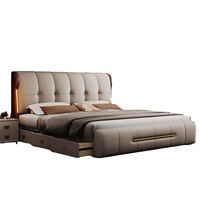 Cadres de lit réglables modernes de haute qualité pour lits Queen et King Size, revêtement en cuir, design de lit moelleux, construction en bois de pin, avec rangement