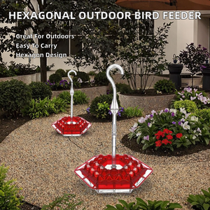 Mangeoire à colibris suspendue hexagonale portable Petop pour l'extérieur, abreuvoir à néctar <span class=keywords><strong>en</strong></span> plastique anti-fuite, mangeoire à colibris - Product Image 2