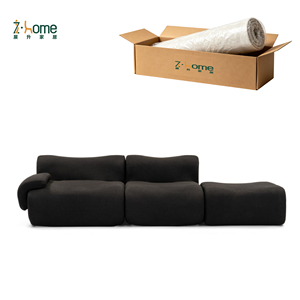 Boucle Compressed Sectional <b>Sofa</b> Curved Modular Design Rolled Arm Chaise Cushion Seat Living Room Hotel <b>Lounge</b> Apartment - Product Image 3