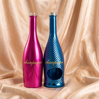Conception personnalisée 750ml Brandy Bouteille en verre Galvanoplastie 750ml Or Bouteille de champagne Bouteille en verre de liqueur gonflable avec liège