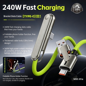 Câble de charge rapide mains libres 240W, support de téléphone intégré, cordon durable et extensible pour MacBook <span class=keywords><strong>iPhone</strong></span> <span class=keywords><strong>Samsung</strong></span> - Product Image 1