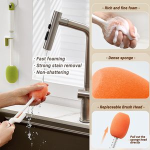 Household 3 in 1 Cup Cleaning Tpr Material Gap Water <strong>Bottle</strong> Cleaner <strong>Bottle</strong> Sponge <strong>Brush</strong> With Straw <strong>Brush</strong> Replacement Head - Product Image 5