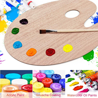 Palette de peinture ovale en bois naturel avec poignée ergonomique, palette de mélange de peinture à bords lisses pour artistes et étudiants en art, ODM