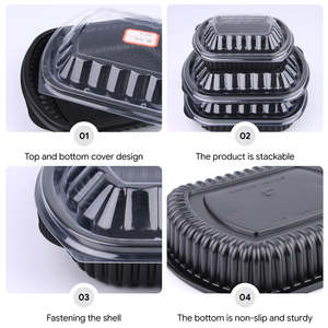 Conteneur alimentaire jetable en plastique à compartiments avec couvercle, couleur noire, pour emporter – Nouvelles idées <span class=keywords><strong>de</strong></span> produits du fabricant - Product Image 3