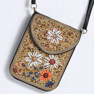 Groothandel Bohemian Stijl Kraal Shell Bloem Prachtige Pu Reis Enkele Schoudertas Crossbody Magnetische Gesp Damestas - Product Image 2