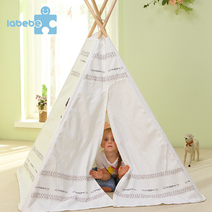 trendy children morden premium <strong>white</strong> wooden indoor play kids tent <strong>teepee</strong> - Product Image 3