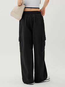 <span class=keywords><strong>Pantaloni</strong></span> Baggy Elasticizzati in Quattro Direzioni per Ragazze, Classici <span class=keywords><strong>Neri</strong></span> con Design a Coulisse e Gamba Larga - Product Image 3