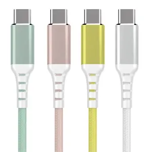 Kabel isi daya Data USB 2M kustom 6 kaki nilon kepang Logo OEM merek kabel USB Tipe C UNTUK iPhone 15 aksesori kabel Android