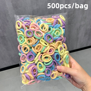 ยางรัดผมเด็กแบบนิ่ม 500 ชิ้น/ถุง  แบบกำหนดเองได้ สำหรับผมเส้นเล็ก สีดำ ยางรัดผมขนาดเล็ก อุปกรณ์เสริมผม - Product Image 4