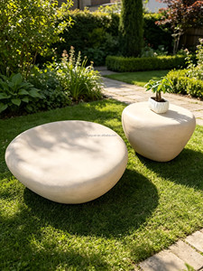 Ensemble <span class=keywords><strong>de</strong></span> tables basses modernes en résine, aspect pierre lisse, silhouette <span class=keywords><strong>de</strong></span> galet irrégulière, pour hôtel, villa, <span class=keywords><strong>jardin</strong></span>, table d'appoint <span class=keywords><strong>de</strong></span> loisirs, résistant aux UV - Product Image 3