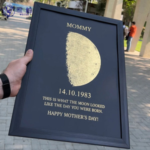 Dropshipping Shopify POD Product Globe Moon Phase Photo <b>Frame</b> Foil Stamping Personalized <b>Frame</b> Valentines Day Anniversary Gift - Product Image 5