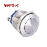 Depuis 1988, interrupteur à bouton-poussoir en acier inoxydable de haute qualité ONPOW 19 mm CE, ROHS, anti-vandalisme