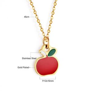 Collier pour femme, bijoux de mode, pendentif pomme rouge, bijoux pour femme, collier en acier inoxydable de qualité, cadeau - Product Image 2