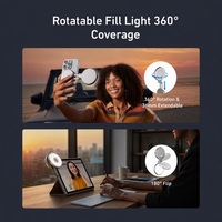 Lampe d'appoint CF 3 modes avec miroir de maquillage intégré, rotative à 360°, pour créateurs de contenu et vlogueurs, rechargeable, magnétique, pour téléphone et selfies