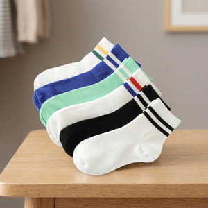 Chaussettes courtes pour hommes, style décontracté, en coton respirant, tricotées pour l'hiver, style classique, blanc, bleu, vert, noir, multicolores - Product Image 3