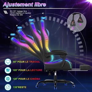 <span class=keywords><strong>Silla</strong></span> <span class=keywords><strong>Gamer</strong></span> Económica de Cuero Reclinable Multifuncional Azul para PC, con Reposapiés <span class=keywords><strong>y</strong></span> Masaje, con Luces LED - Product Image 3