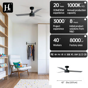52\" Outdoor Black Living Room <b>Ceiling</b> <b>Fan</b> 3 ABS Blades Remote Control 6-Speed Reversible DC Motor Farmhouse Style for Bedroom - Product Image 4