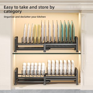 Escurridor de Platos Extensible de Metal de una Sola Capa <span class=keywords><strong>para</strong></span> Cocina, Almacenamiento de Platos y Tazones con Diseño Telescópico - Product Image 3