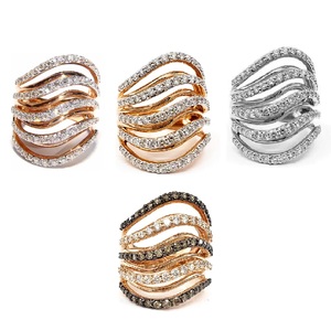 New Arrival Fine Jewellery Factory Classic Western Design 18k Rose Rhodium Real Diamond Brilliant Cut Cocktail Wedding Rings - Product Image 4