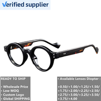 Lunettes de lecture durables 1.5 pour hommes, anti-lumière bleue, monture ronde rétro écaille de tortue, verres de force +0.50/+0.75