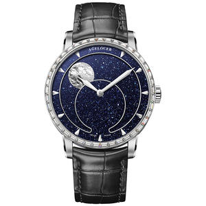 <span class=keywords><strong>AGELOCER</strong></span> Original Montre Aventurine Bleue Phase de Lune 29.51 Jours Cadeau d'Anniversaire pour Homme - Product Image 5