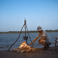 Trépied de Camping en plein air Portable, Pot suspendu de barbecue, support de pique-nique, feu