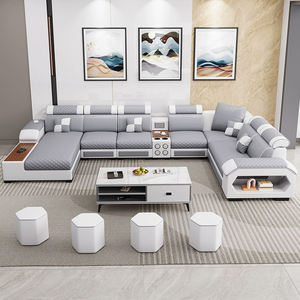 आधुनिक लक्जरी उच्च गुणवत्ता वाले यू आकार लिविंग रूम काउच ड्राइंग रूम सेक्शनल कॉर्नर फैब्रिक सोफा - Product Image 2
