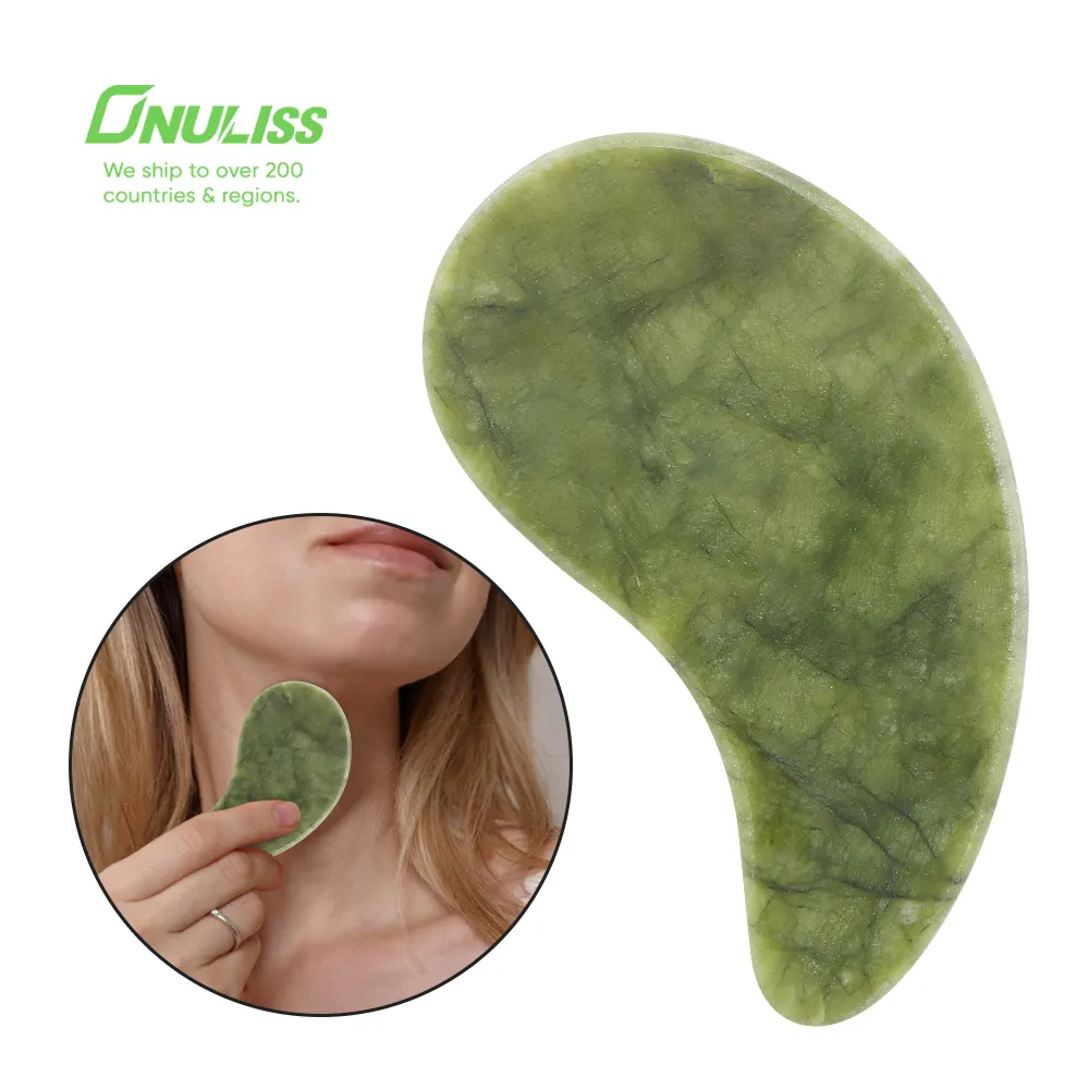 Ensemble de rouleaux de jade anti-âge en pierre naturelle de gros rouleau facial et outil de massage Guasha