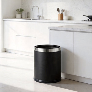 Luxury Hotel PP Trash Can <b>Double</b> Layer Hidden Bag Eco-Friendly Waste <b>Bin</b> Black Office Commercial Garbage Can Indoor/Outdoor - Product Image 1