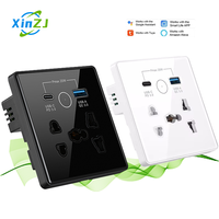 XZJ EU Tuya Prise Murale Intelligente 20W USB Type-C avec Contrôle WiFi, Courant Nominal AC IP54, Fiches EU/UK/US, Télécommande via Application