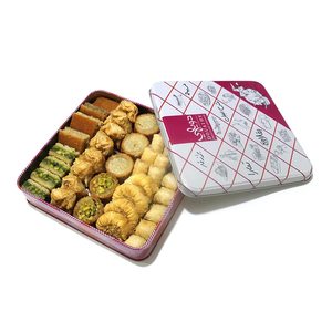Bán buôn cấp thực phẩm rỗng tùy chỉnh vuông kim loại baklava tin hộp cho kẹo Cookie sô cô la trang trí quà Tặng lưu trữ rỗng tins - Product Image 1