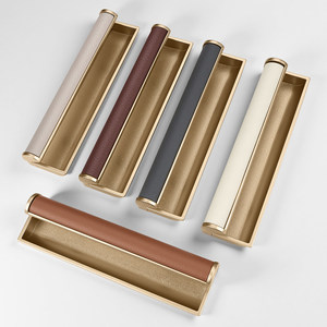 Poignées encastrées invisibles modernes en cuir autocollantes de la même couleur pour tiroirs de placard - Product Image 2