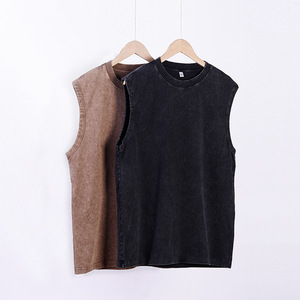 230g oversize da palestra in cotone pesante da uomo canotta senza maniche con taglio muscolare camicie con lavaggio acido magliette con Logo personalizzato <span class=keywords><strong>t</strong></span>-<span class=keywords><strong>shirt</strong></span> retrò - Product Image 1