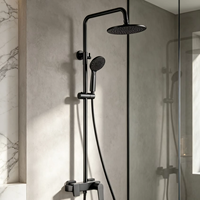 Système de douche moderne gris anthracite mat pour salle de bain, kit complet avec mitigeur et pommeau de douche pluie rond multifonction pour la rénovation