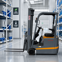 Chariot élévateur à lithium 1 tonne 48V compact à braquage rapide, charge rapide, pour allées étroites, entrepôt alimentaire moderne, transpalette 3 roues compact