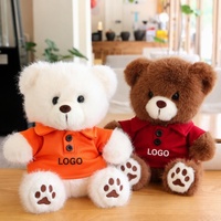 Ours en peluche personnalisé avec logo, empreintes de pattes, tenue polo, cadeau promotionnel pour événements d'entreprise, vente en gros