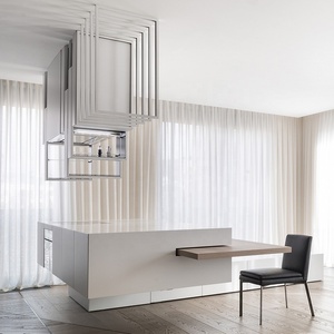 Mueble de Bar para Restaurante Blanco y Elegante con un Mueble <span class=keywords><strong>Colgante</strong></span> de Forma Única y una Mesa de Comedor Plegable - Product Image 1