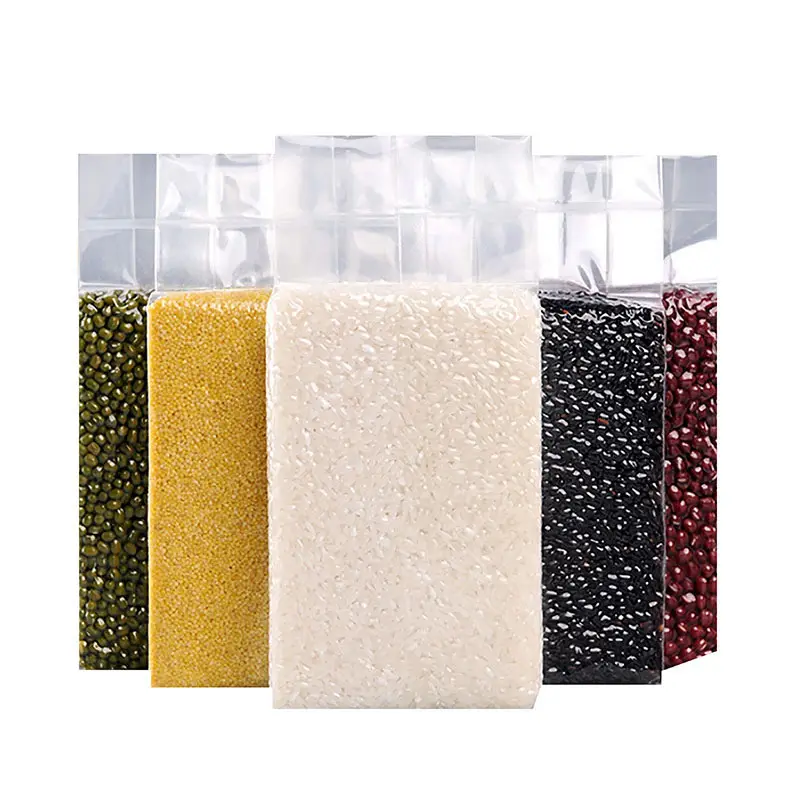 EN STOCK PA/PE Sellado térmico Arroz Ladrillo Bolsa de plástico Embalaje de arroz transparente Embalaje de grano Bolsa de sellado al vacío para 1kg 2kg 2,5 kg 5kg