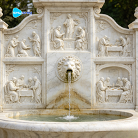 Fontaine murale en pierre antique, écologique, résistante à l'eau, design carré classique pour la décoration de jardin extérieur