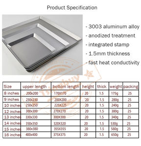 Forno da 12/13/14 pollici utensili da cucina in alluminio anodizzato quadrato <span class=keywords><strong>teglia</strong></span> per <span class=keywords><strong>pizza</strong></span> pane <span class=keywords><strong>teglia</strong></span> - Product Image 4