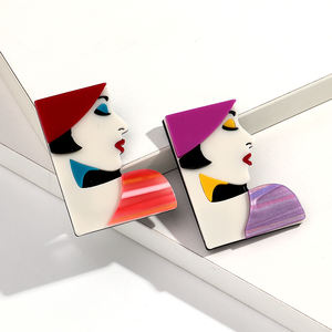 2025 personalidad geométrica mujer <span class=keywords><strong>perfil</strong></span> colgante exagerado sombra de ojos diseñador acrílico broche Pin accesorio - Product Image 2