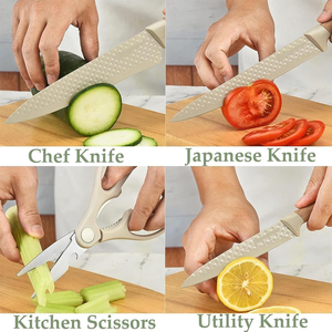 Cuchillos de Cocina de Acero Inoxidable con Mango de Madera, Juego de Cuchillos de Chef con Soporte de Plástico - Product Image 4