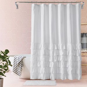 Elegante Cortina <span class=keywords><strong>de</strong></span> ducha con volantes beige para <span class=keywords><strong>baño</strong></span> plisada <span class=keywords><strong>de</strong></span> 72x72 pulgadas para <span class=keywords><strong>Baño</strong></span> - Product Image 6