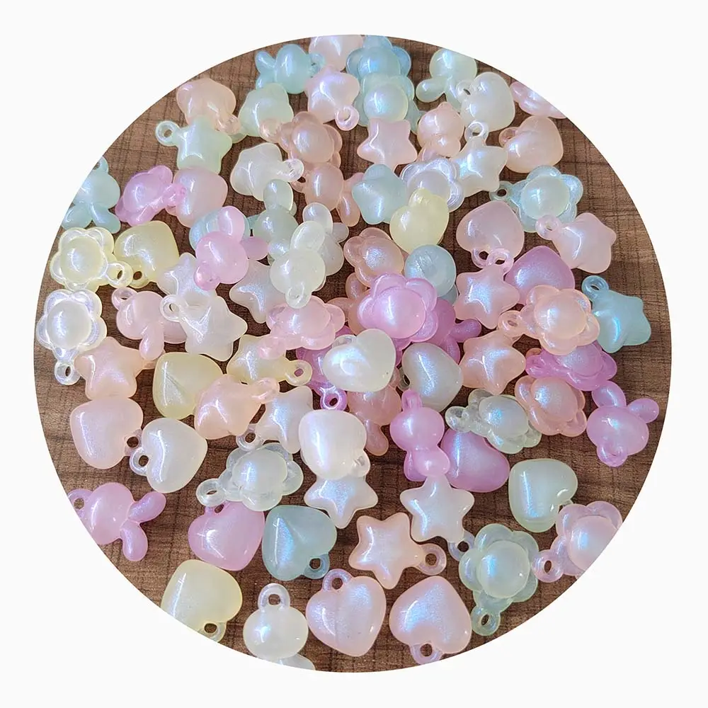 Acrylique Effet Lumineux Poudre Nuage Papillon Patte Bonbons Forme Ronde Perles Pour Boucle D'oreille/Collier DIY Pièces Bijoux Résultats Comp