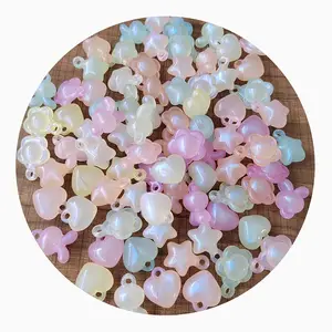 Akrilik bubuk efek bercahaya awan kupu-kupu Paw Candy bentuk bulat manik-manik untuk anting/kalung DIY bagian perhiasan temuan Comp