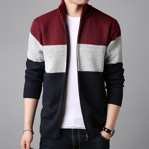 Cardigan en tricot côtelé pour <span class=keywords><strong>homme</strong></span> de haute qualité, <span class=keywords><strong>col</strong></span> rabattu, <span class=keywords><strong>col</strong></span> <span class=keywords><strong>roulé</strong></span>, fermeture éclair sur le devant, veste en tricot avec poches latérales - Product Image 1