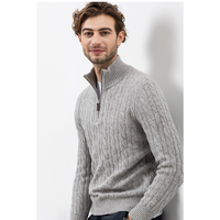 Pull en laine/cachemire à col roulé et fermeture éclair sur le devant, design carré Fonda, pour homme, hiver