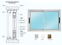 Perfiles de Aluminio Serie 5000 Línea 25 para Ventanas, Perfil de Aluminio de Fábrica para Ventanas y Puertas P65 y P92, Chile, Bolivia